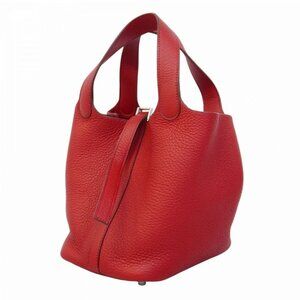 Hermes Picotin Lock 18 PM Taurillon Clemence Rouge Garance Red Shoulder Handbag